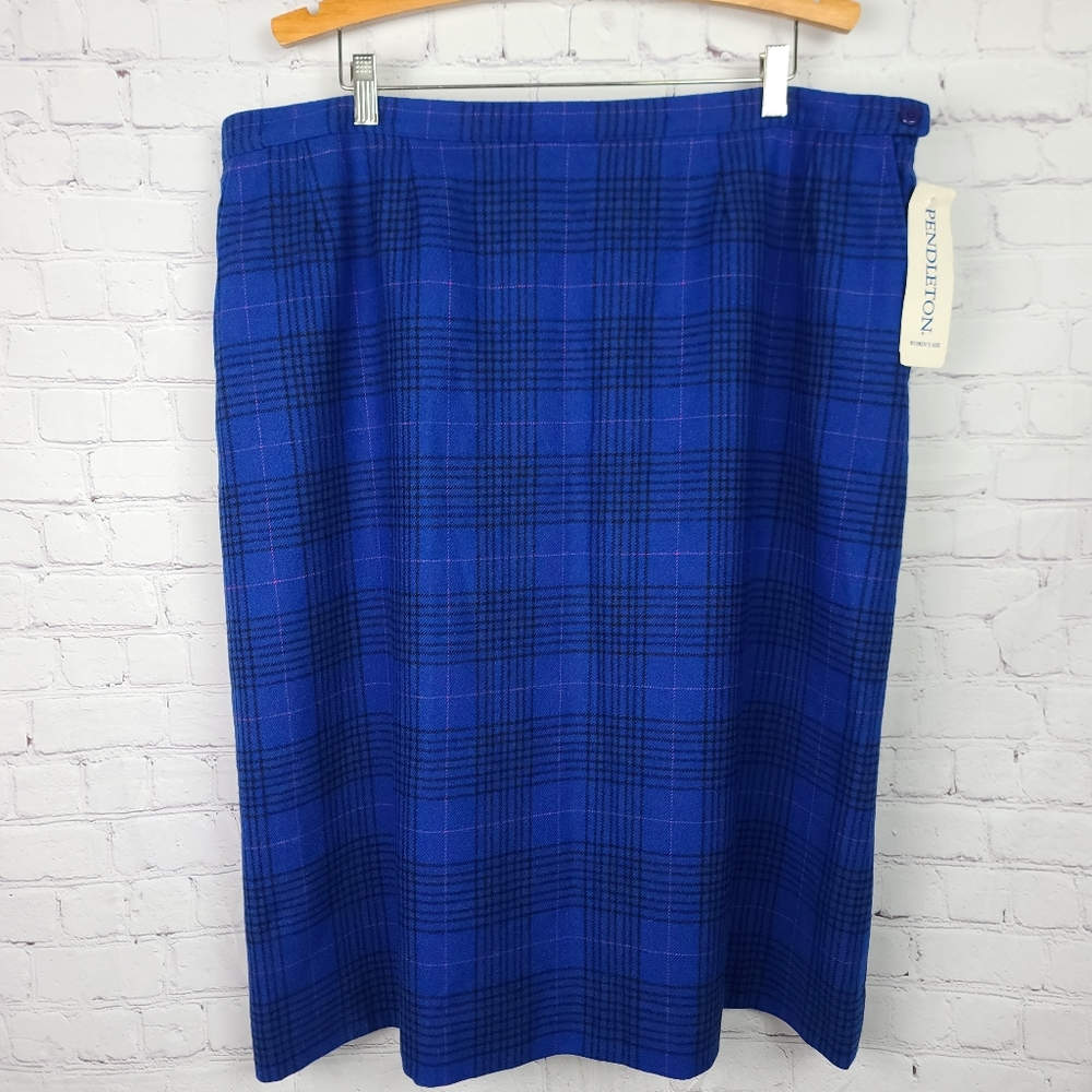 Pendleton Checked 100% Virgin Wool Skirt Vintage Sz 38.